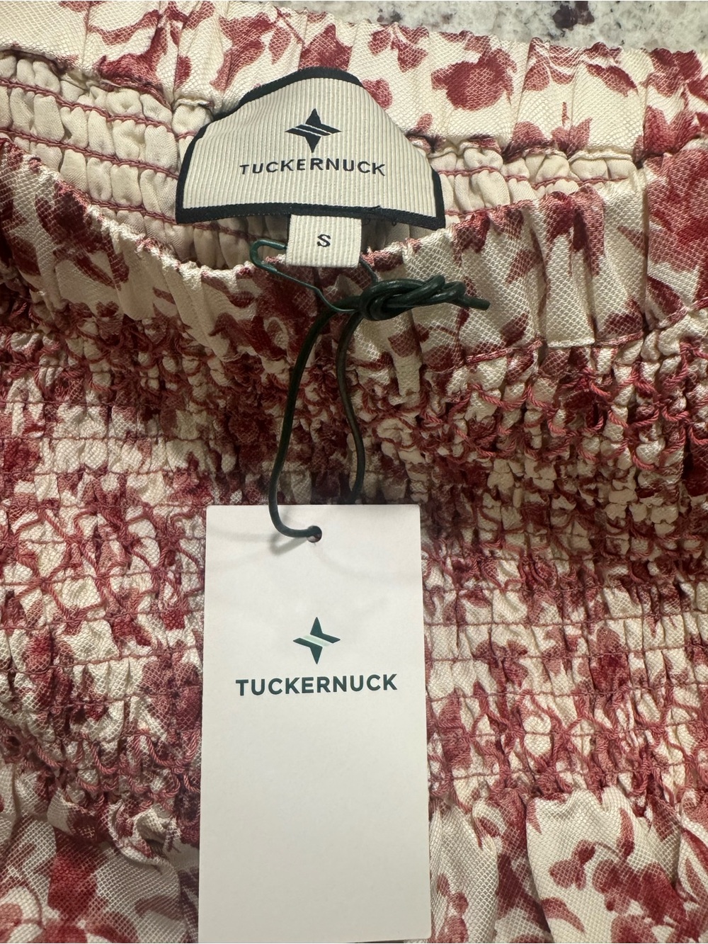 Tuckernuck Floral Smocked Midi Skirt Smoked Rose Ivory Size Small NWT - Picture 2 of 7